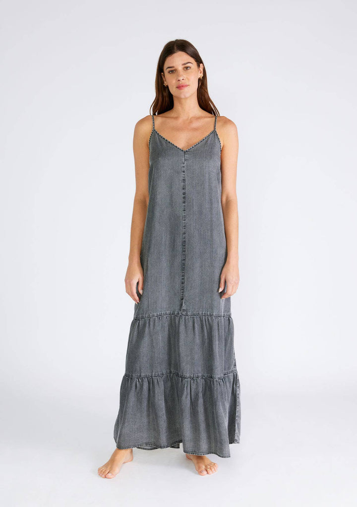 GREY VINTAGE WASH SLEEVELESS MAXI DRESS