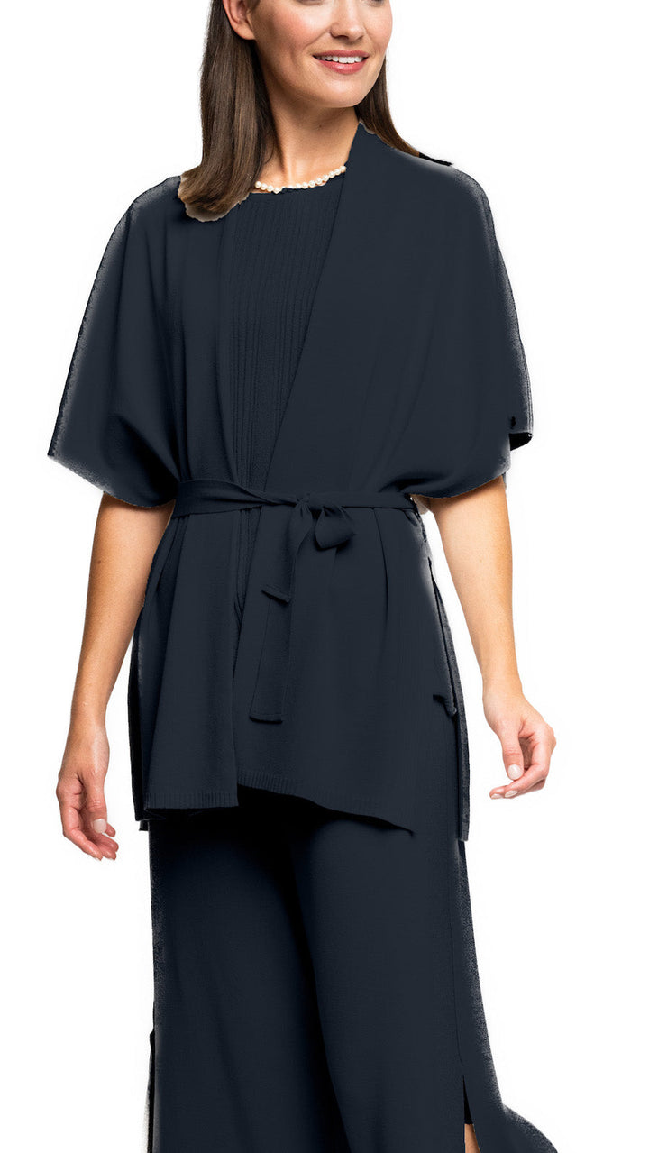 Melinda Belted Dropped Shoulder Cardigan; Dark Navy