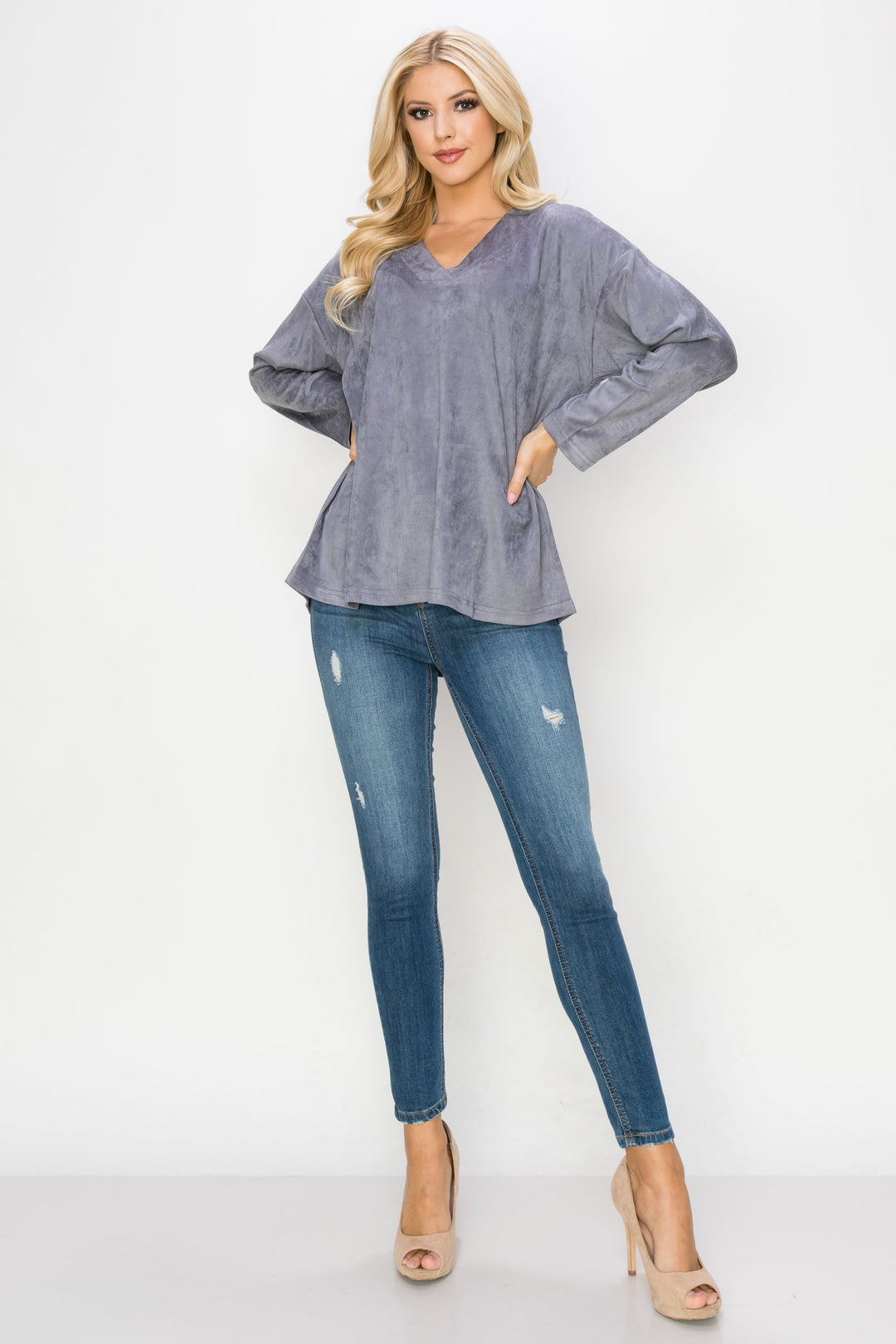 Andrea Stretch Suede Top