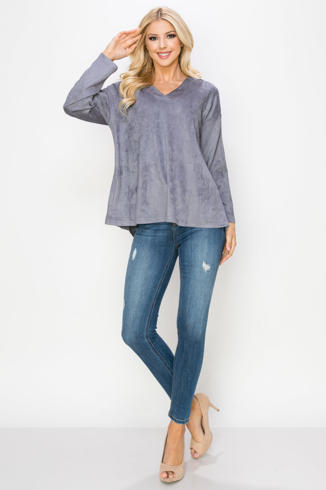 Andrea Stretch Suede Top