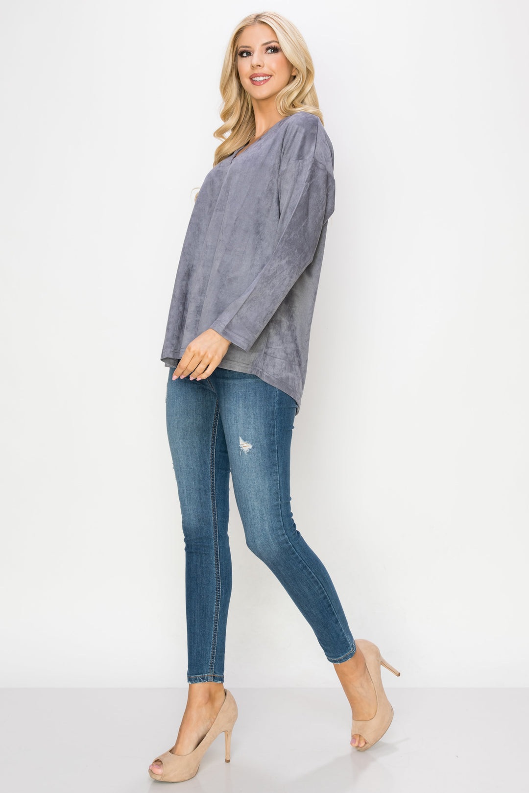 Andrea Stretch Suede Top