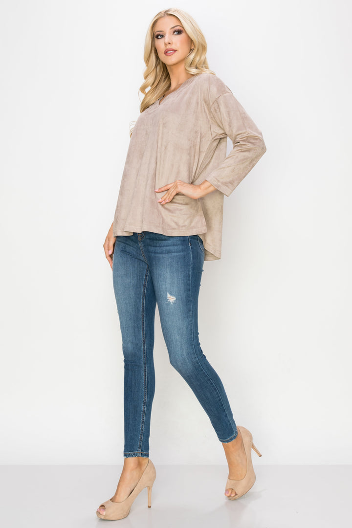 Andrea Stretch Suede Top