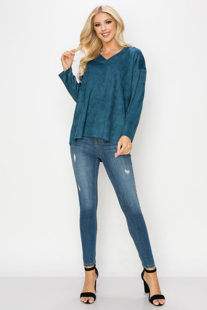 Andrea Stretch Suede Top