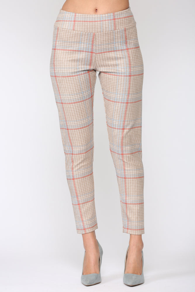 Annelise Stretch Suede Pant - Plaid