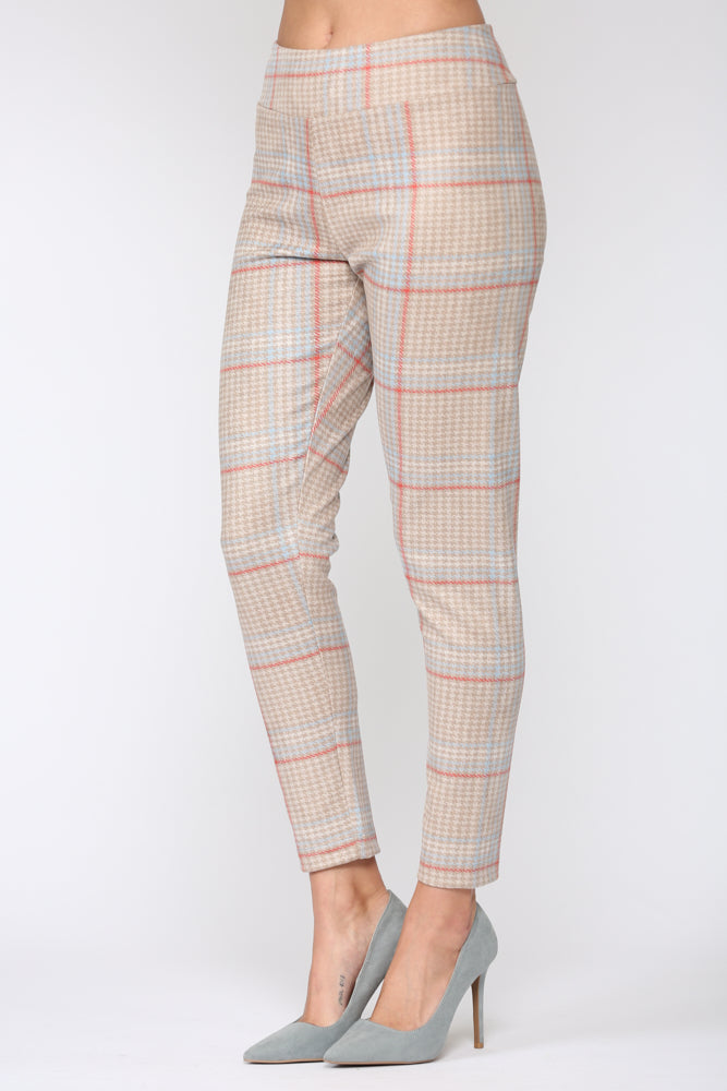 Annelise Stretch Suede Pant - Plaid