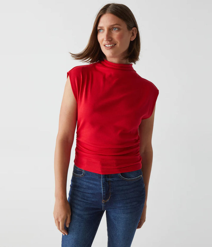 AMARA MOCK NECK POWER SHOULDER TOP