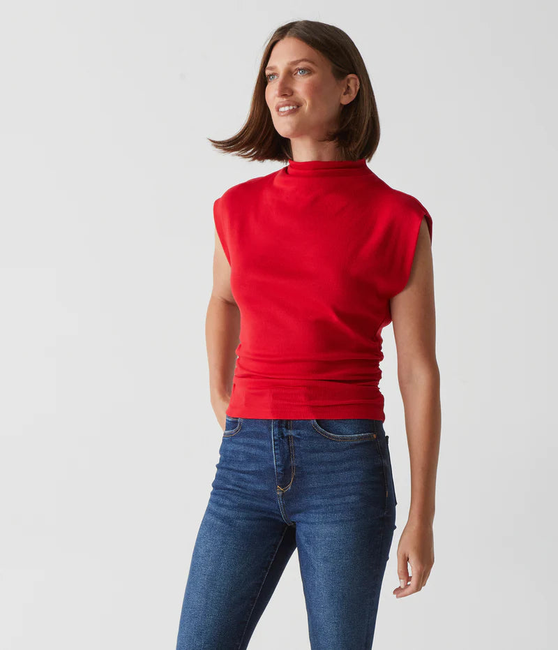 AMARA MOCK NECK POWER SHOULDER TOP