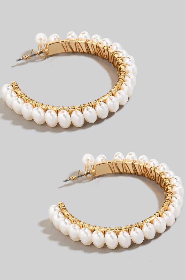 PEARL BEADED HOOP EARRINGS