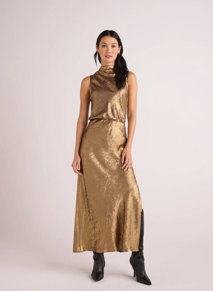 METALLIC MAXI SKIRT