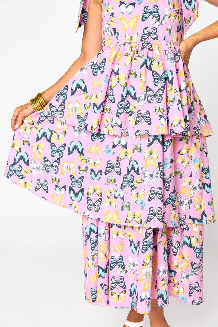 Drew Tiered Midi Dress - Feelin' Butterflies