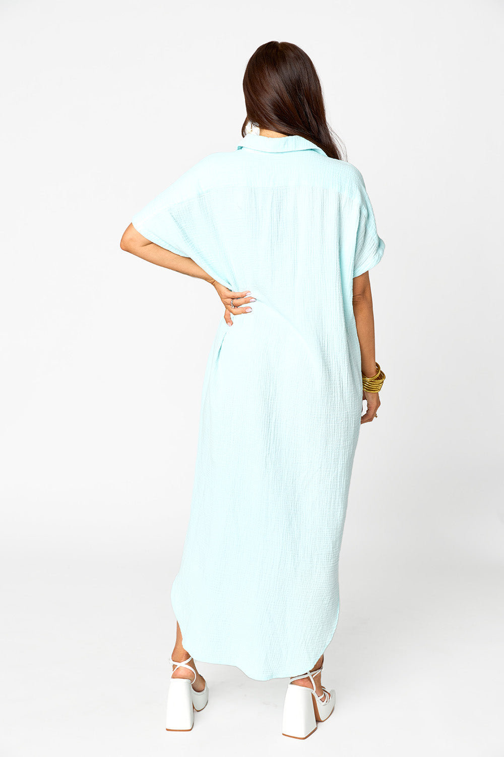 Carmen Cover Up Caftan Maxi Dress - Aqua