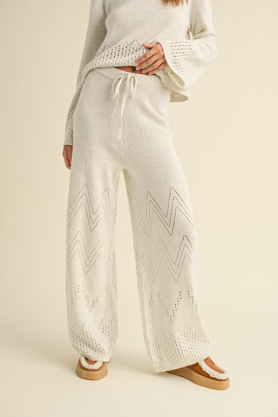 BORDER CROCHET KNIT PANT