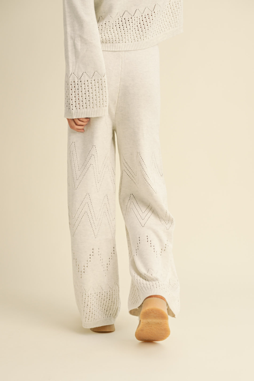 BORDER CROCHET KNIT PANT