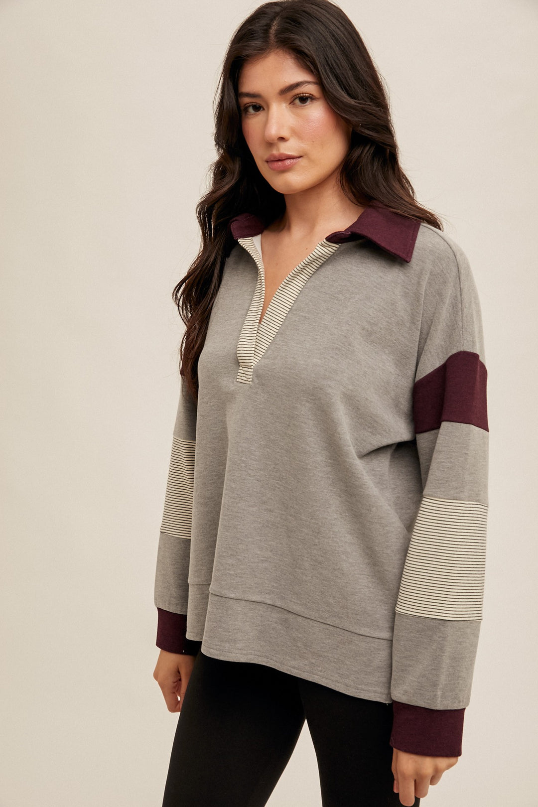 JERSEY STRIPE MIX COLORBLOCK PULLOVER