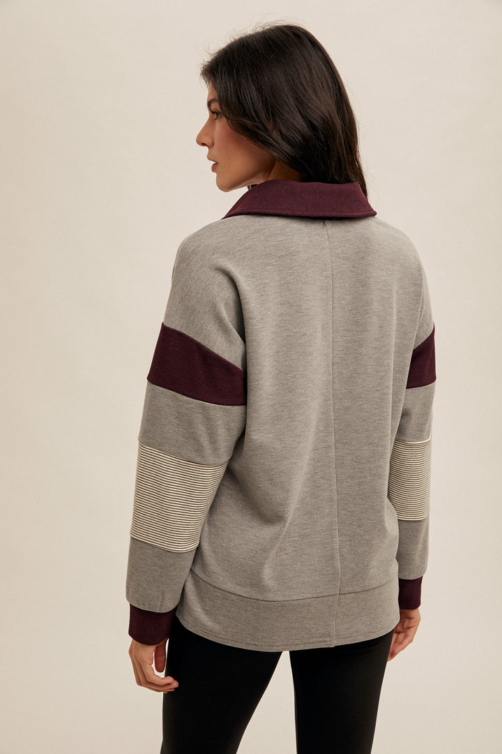 JERSEY STRIPE MIX COLORBLOCK PULLOVER