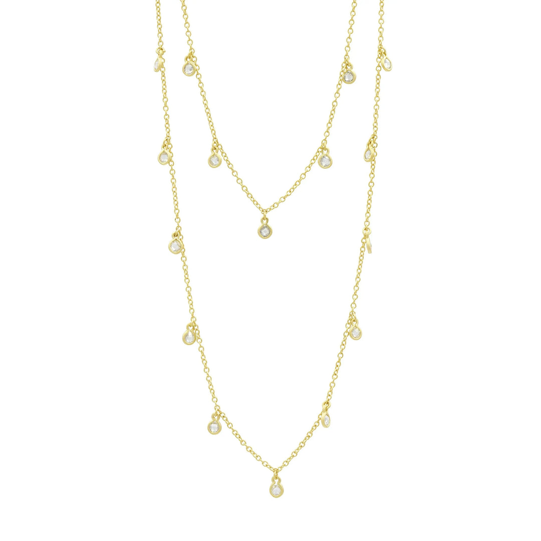 Gold Bezel Droplet Strand Necklace Signature 