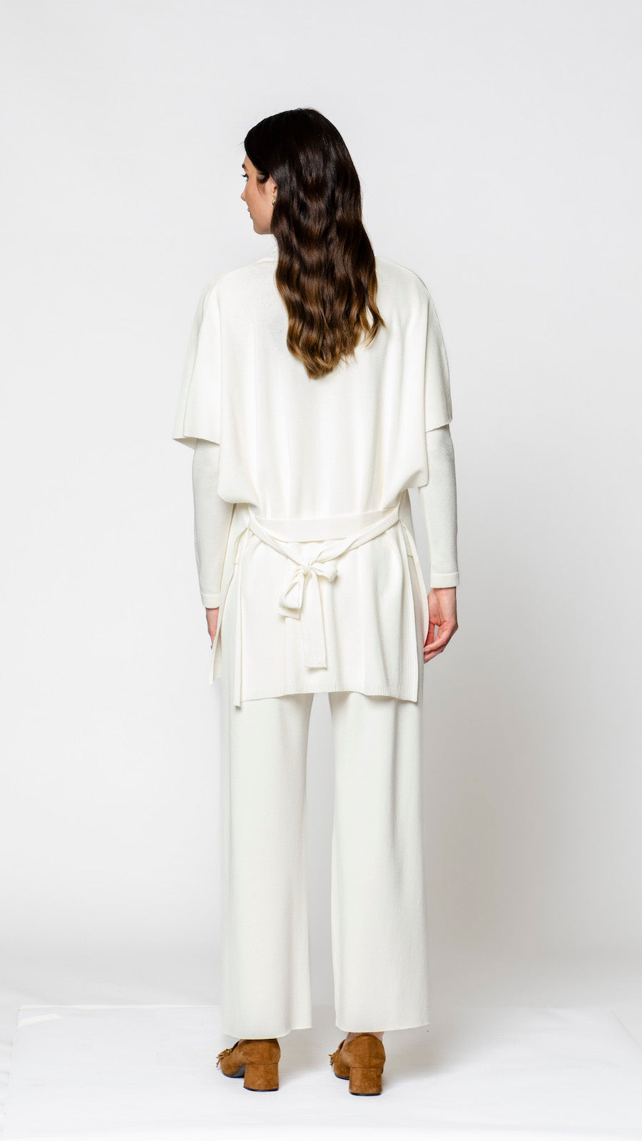 Melinda Belted Dropped Shoulder Cardigan; Winter White