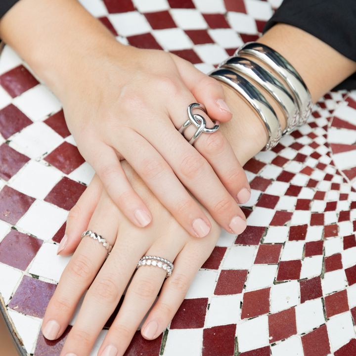 Beaded Stackable Ring - Silver