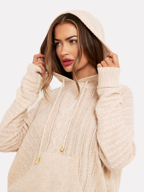 CABLE KNIT CASHMERE HOODIE