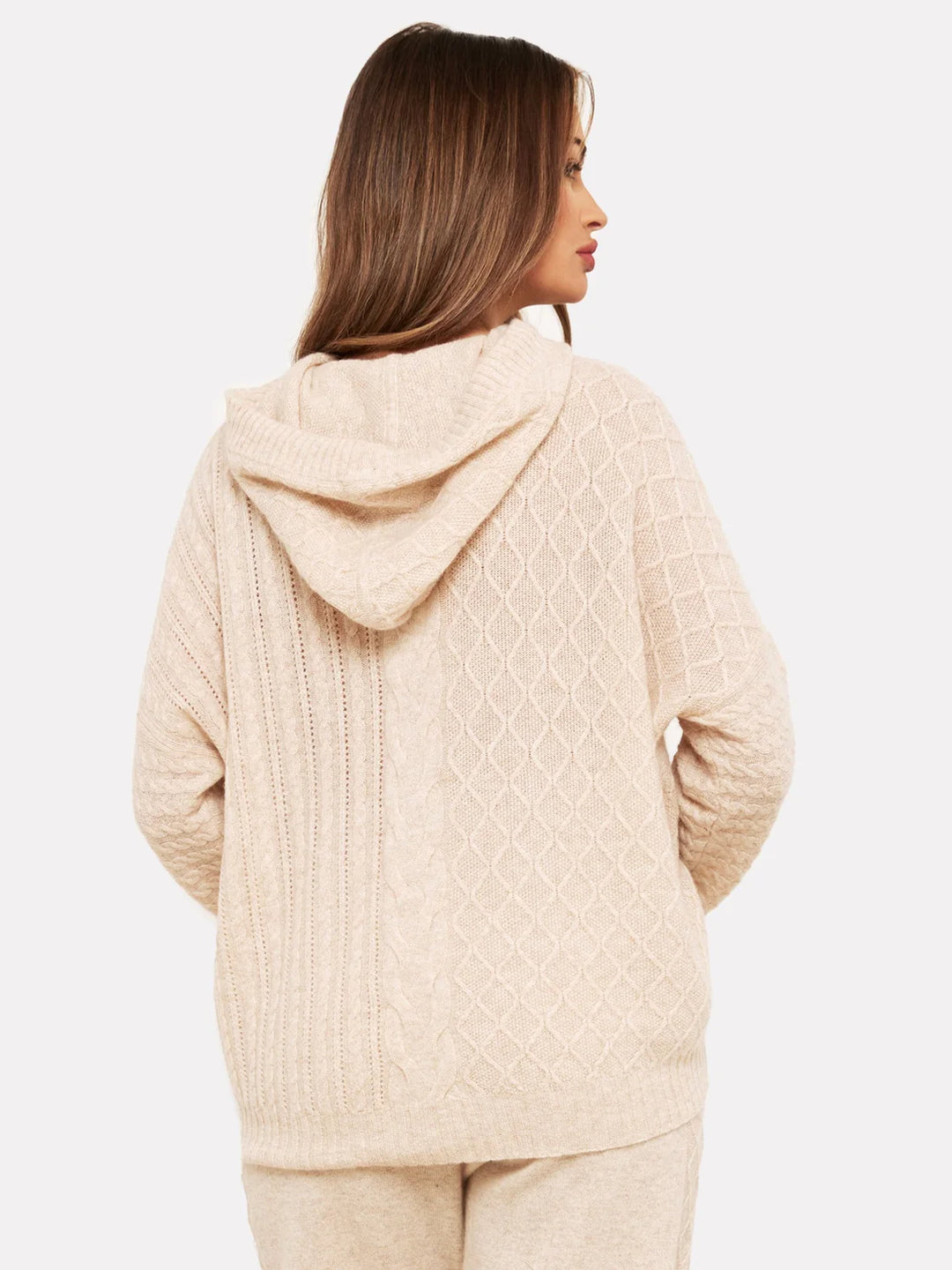 CABLE KNIT CASHMERE HOODIE