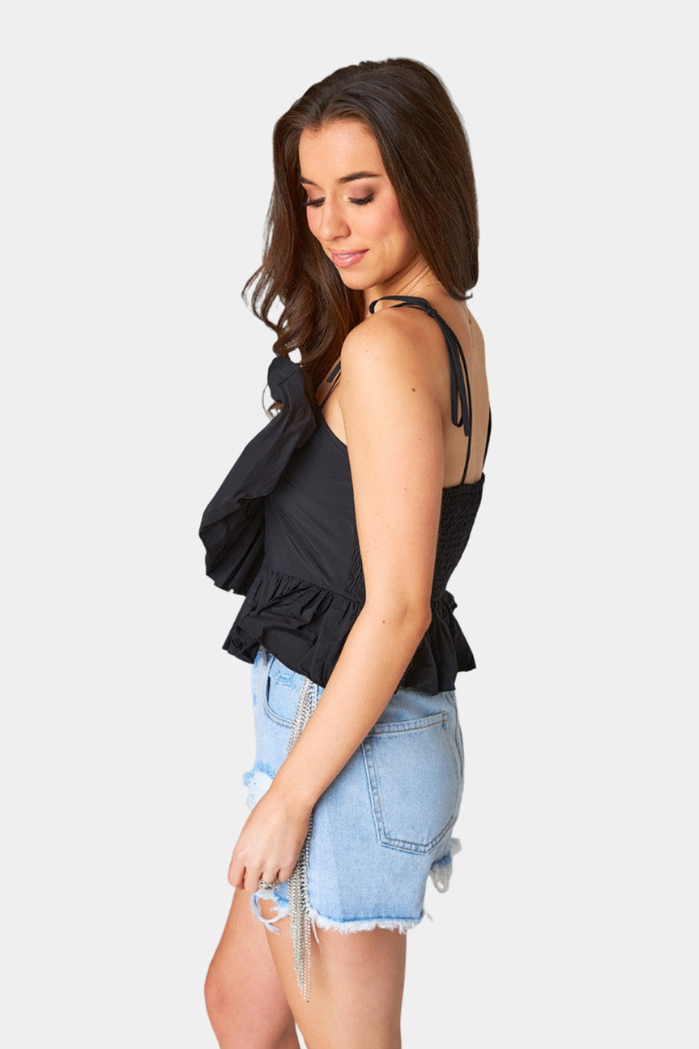 Beck Ruffle Tank Top - Black