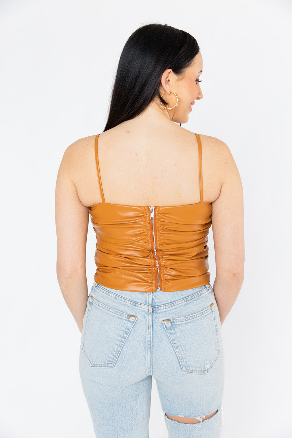 Jolee Vegan Leather Tank Top - Sable