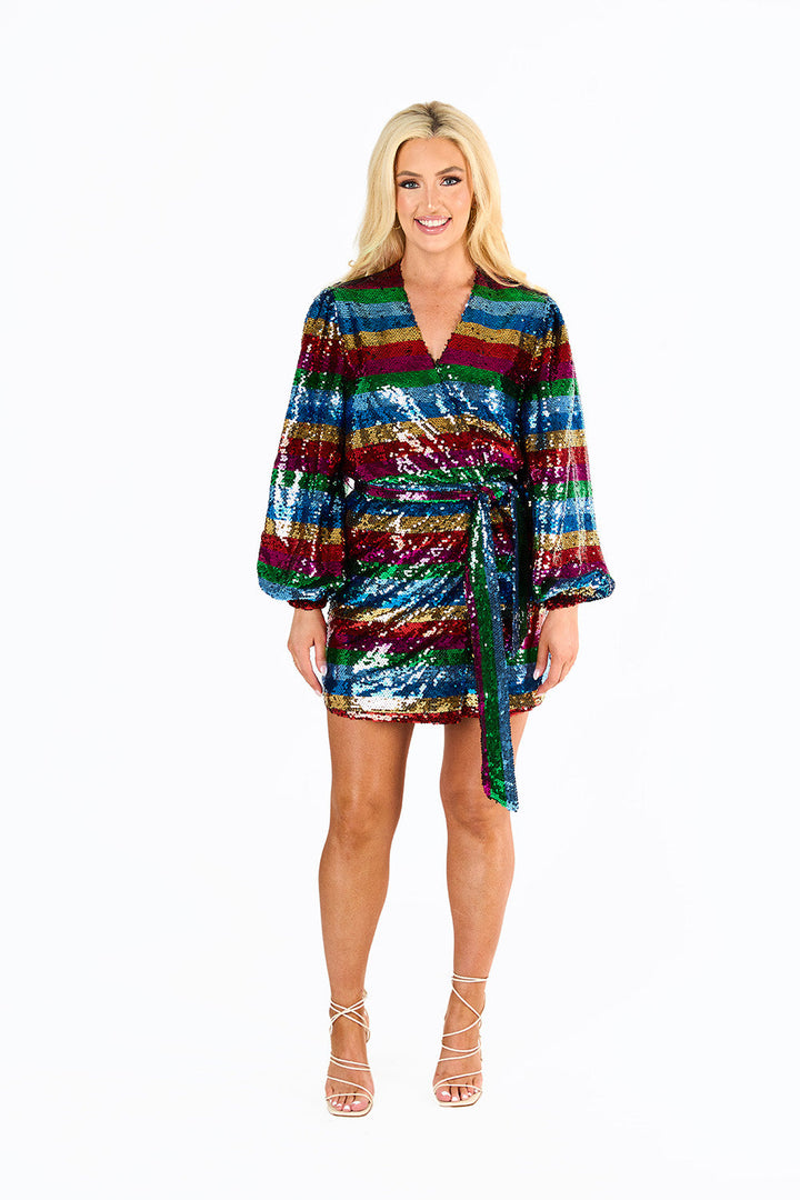 Adeline Sequin Wrap Dress - Prism