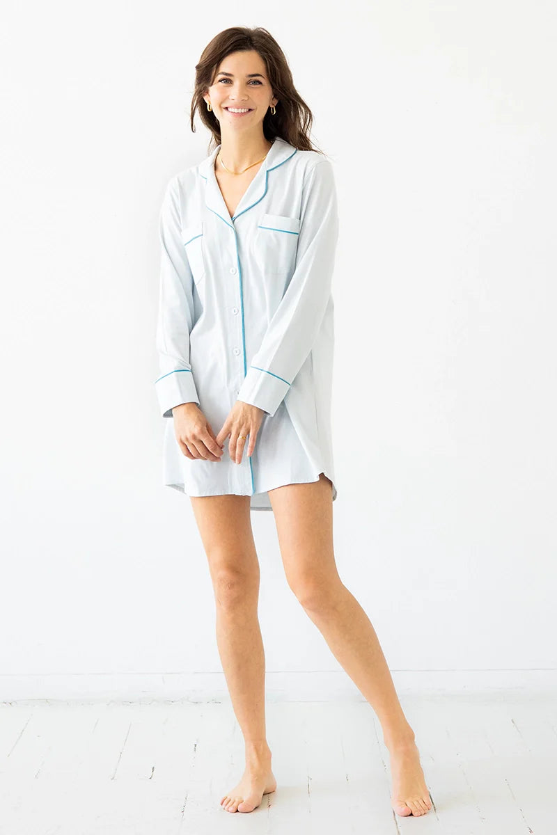 SALUA Classic Luxury Sleep Shirt in Brushed Pima Cotton