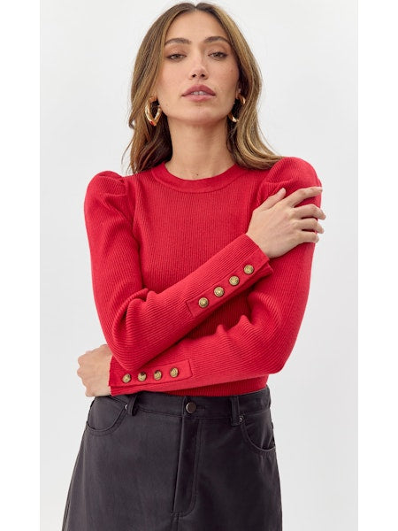 DANI BUTTON SLEEVE SWEATER