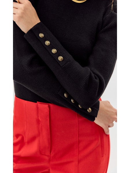 DANI BUTTON SLEEVE SWEATER