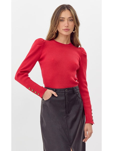 DANI BUTTON SLEEVE SWEATER