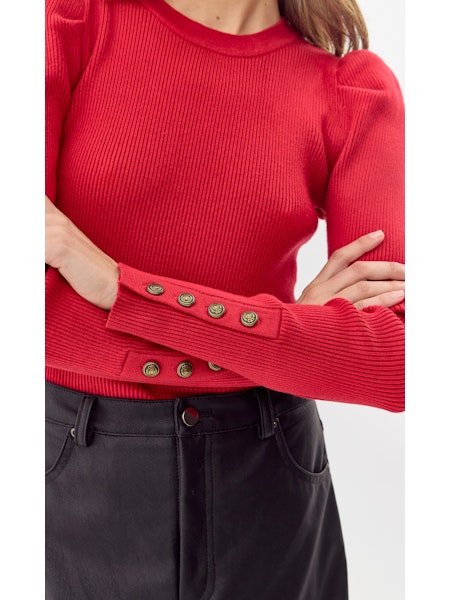 DANI BUTTON SLEEVE SWEATER