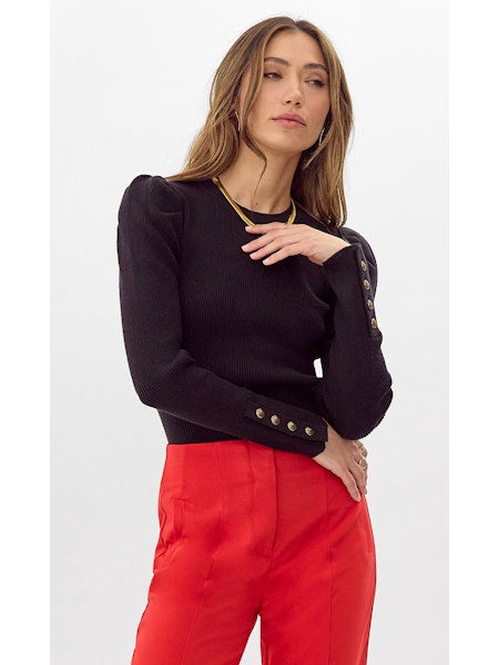 DANI BUTTON SLEEVE SWEATER