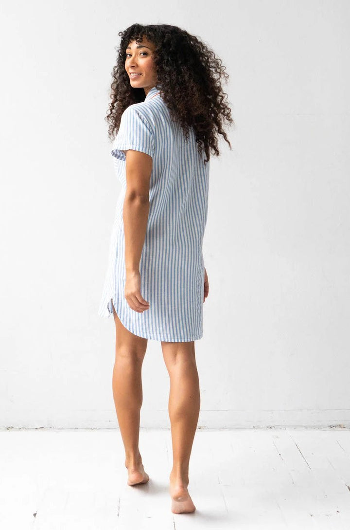 Shawl Collar Striped Boyfriend Shirt