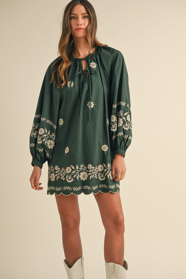 EMBROIDERY LONG SLEEVE DRESS