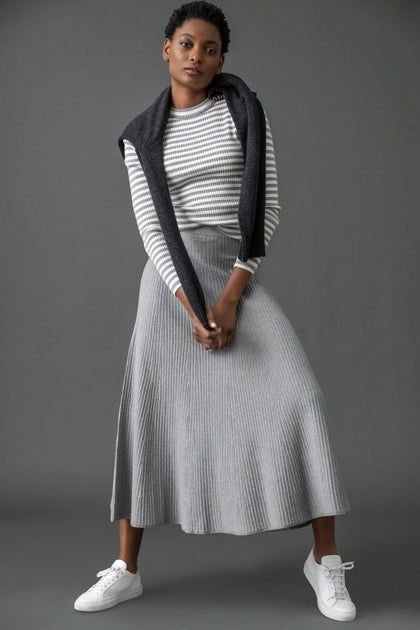 COTTON CASHMERE MIDI SKIRT