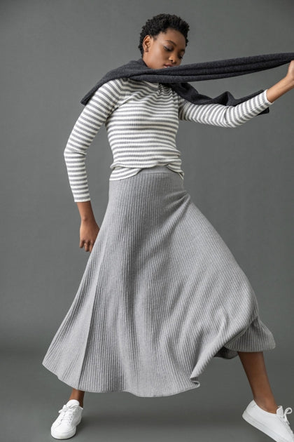 COTTON CASHMERE MIDI SKIRT