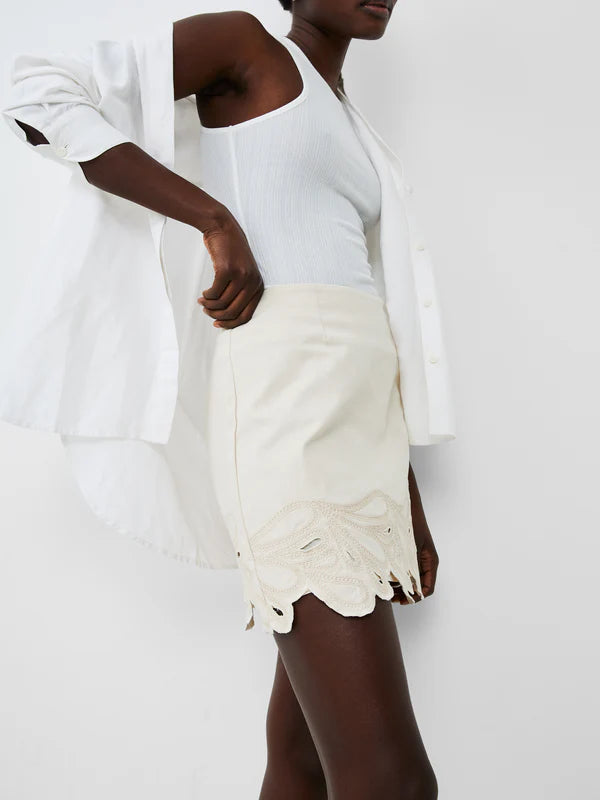 ATEENA TWILL EMBROIDERED MINI SKIRT