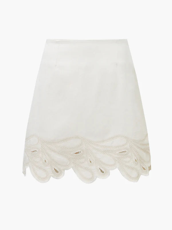 ATEENA TWILL EMBROIDERED MINI SKIRT