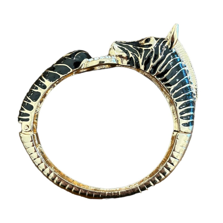 Zebra Hinged Bracelet in Black