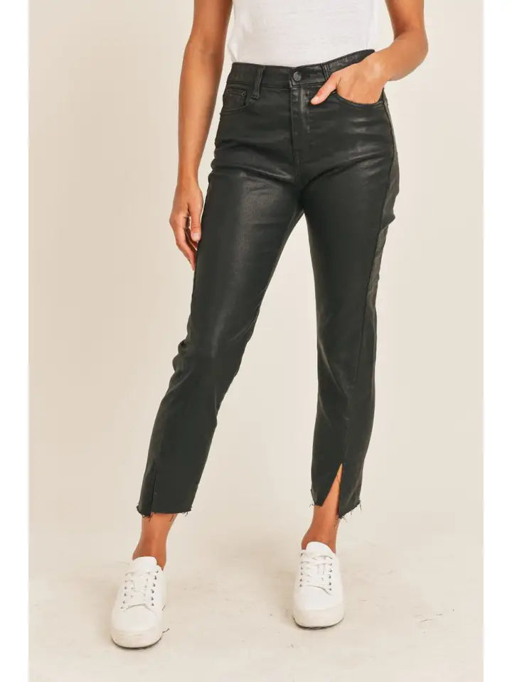 GIRL ON TOP COATED DENIM STRETCH PANT