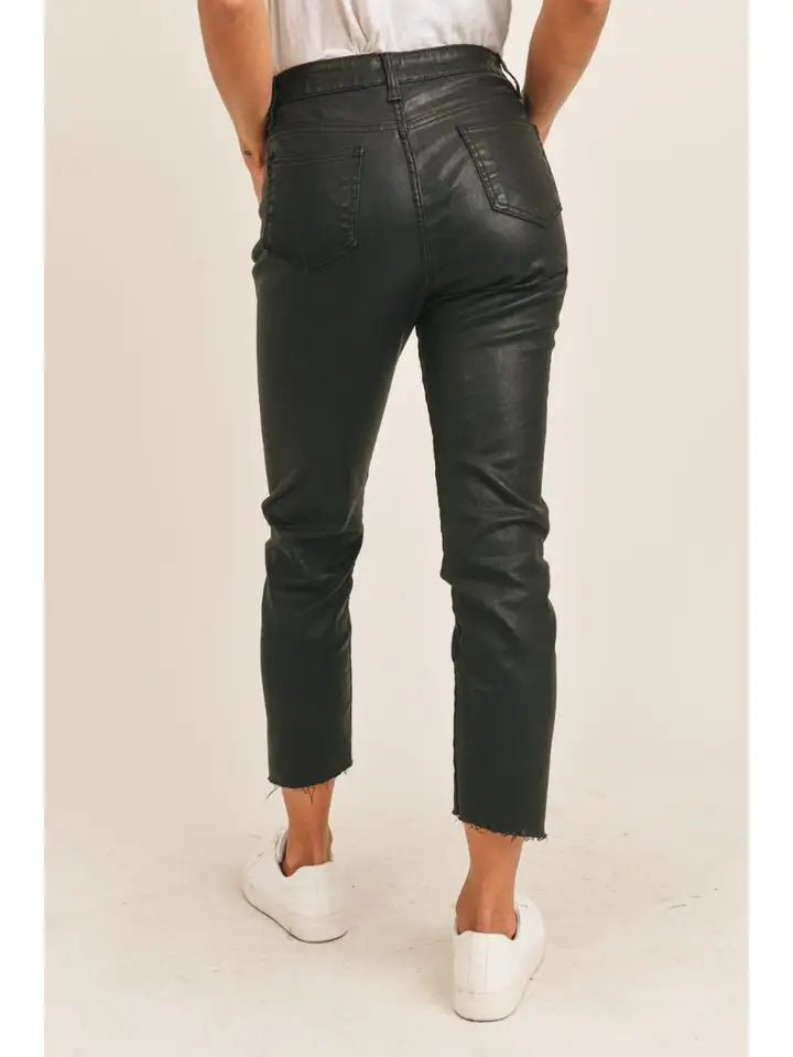 GIRL ON TOP COATED DENIM STRETCH PANT