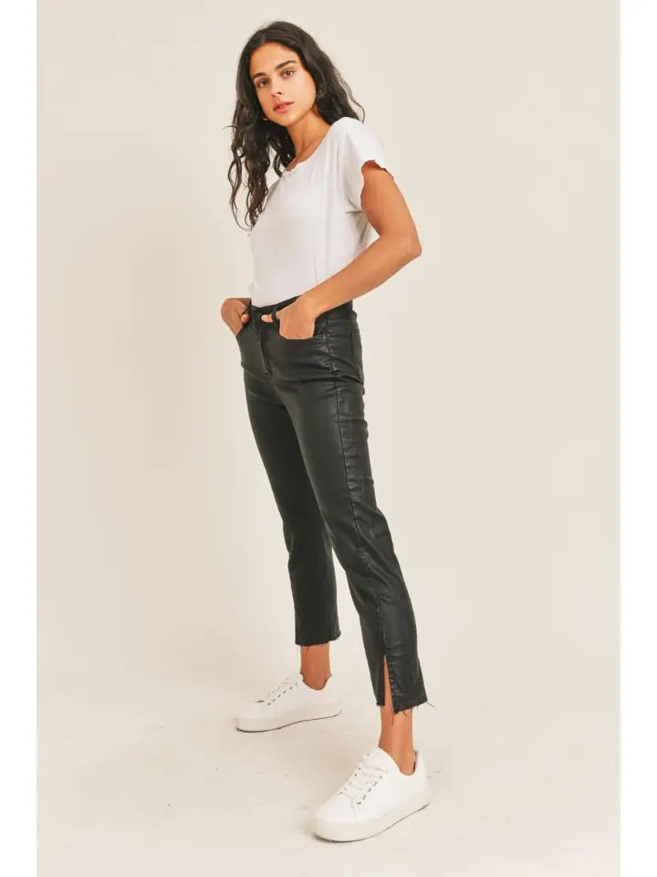 GIRL ON TOP COATED DENIM STRETCH PANT