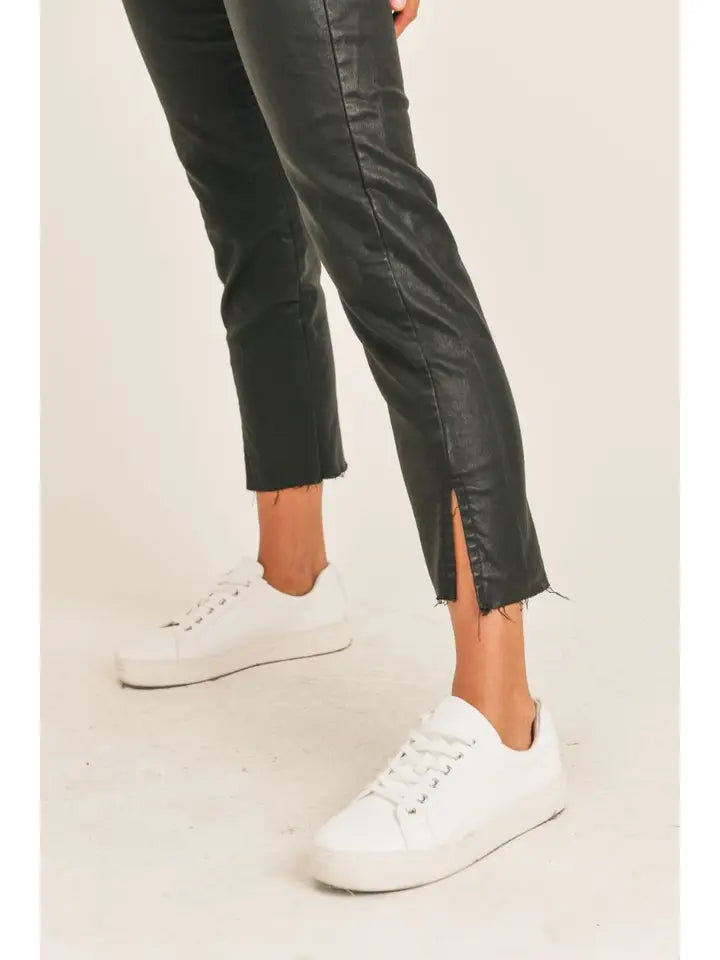 GIRL ON TOP COATED DENIM STRETCH PANT