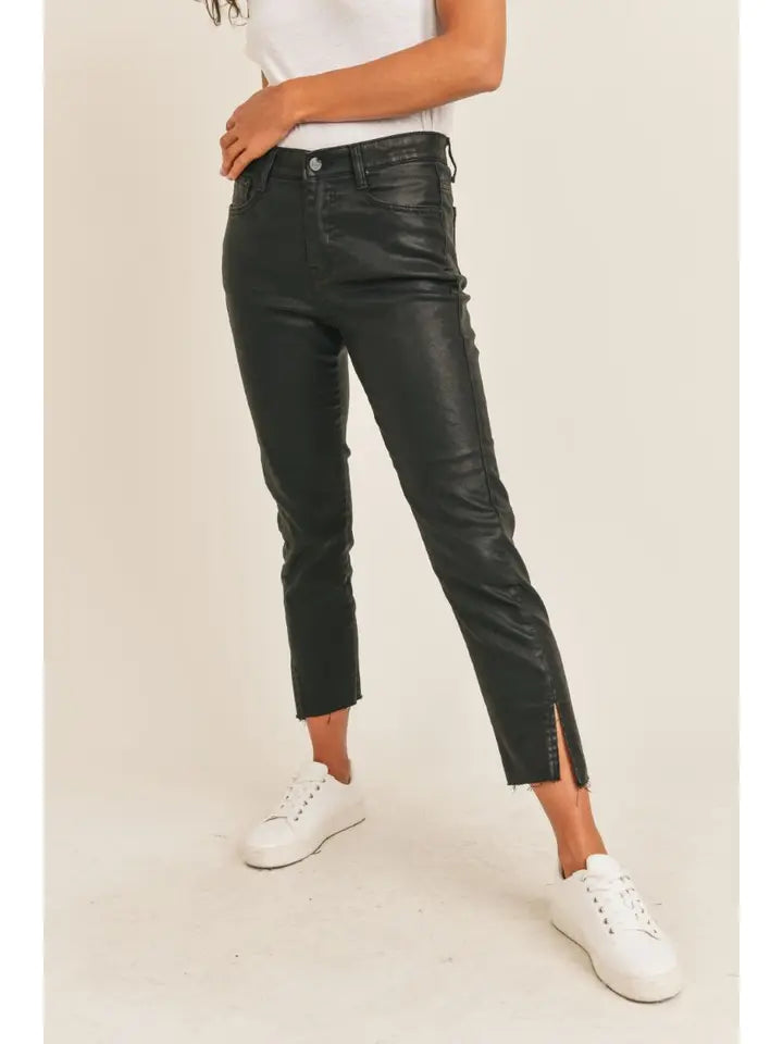 GIRL ON TOP COATED DENIM STRETCH PANT