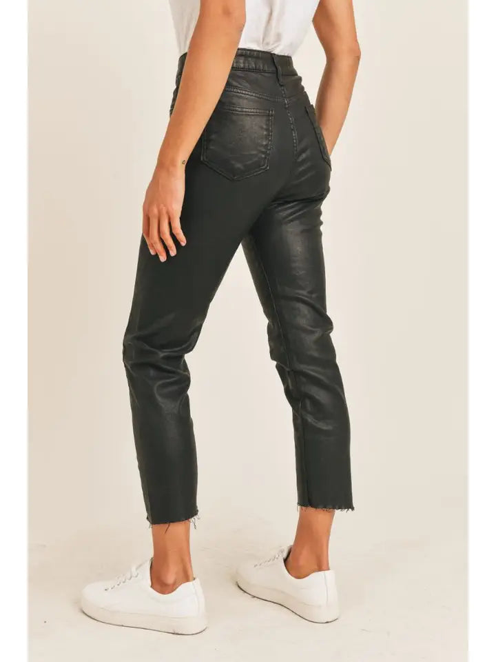 GIRL ON TOP COATED DENIM STRETCH PANT