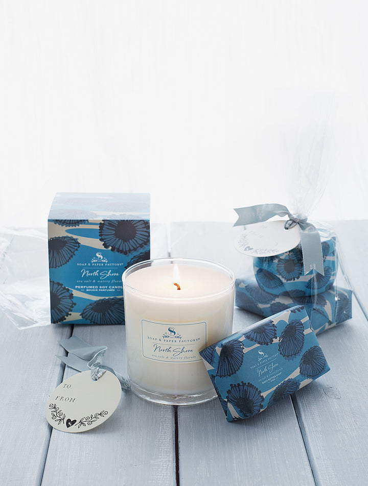 North Shore Single-Wick Candle & Soap Gift Set