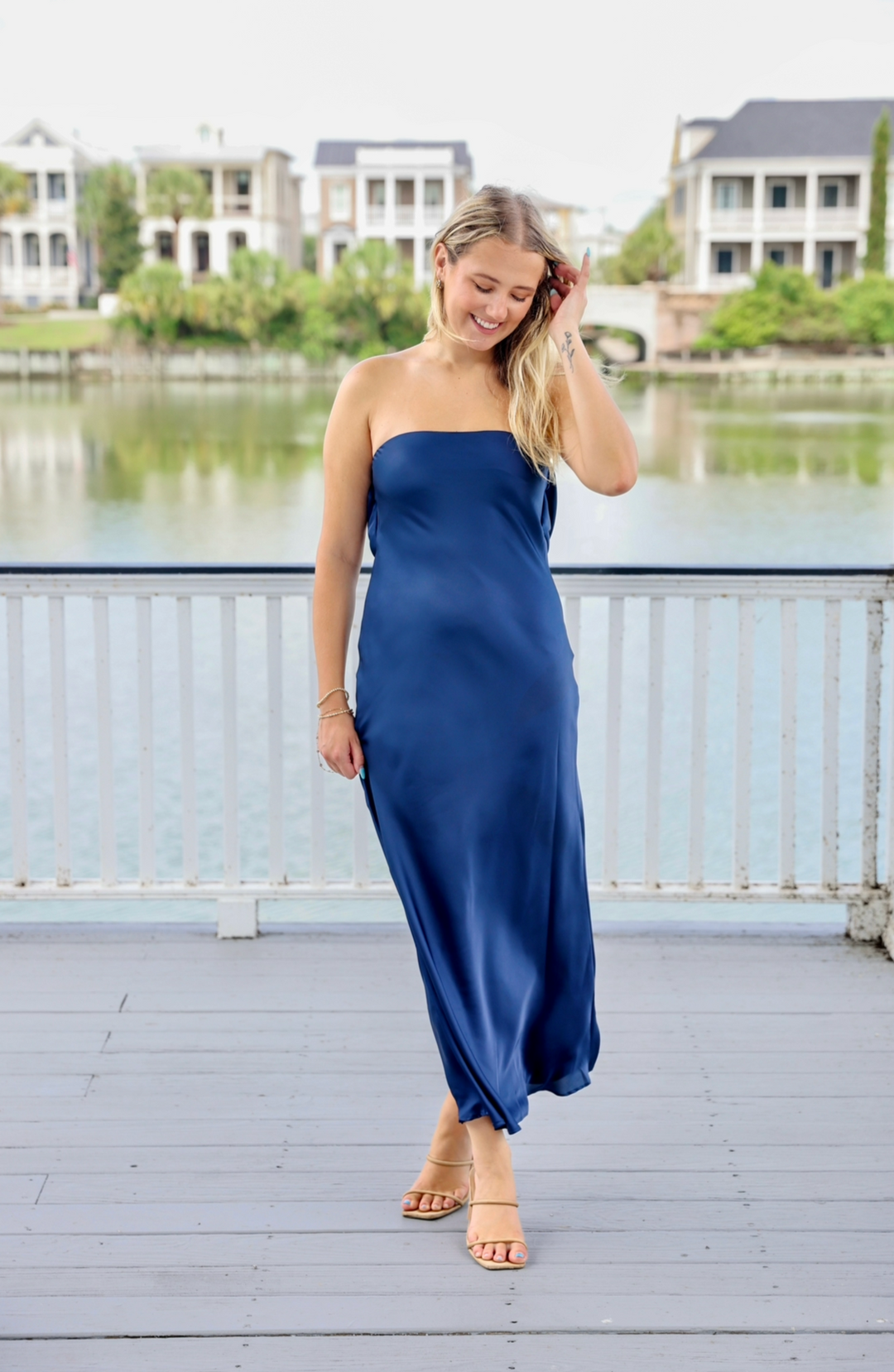 STRAPLESS CUTOUT BACK MAXI DRESS