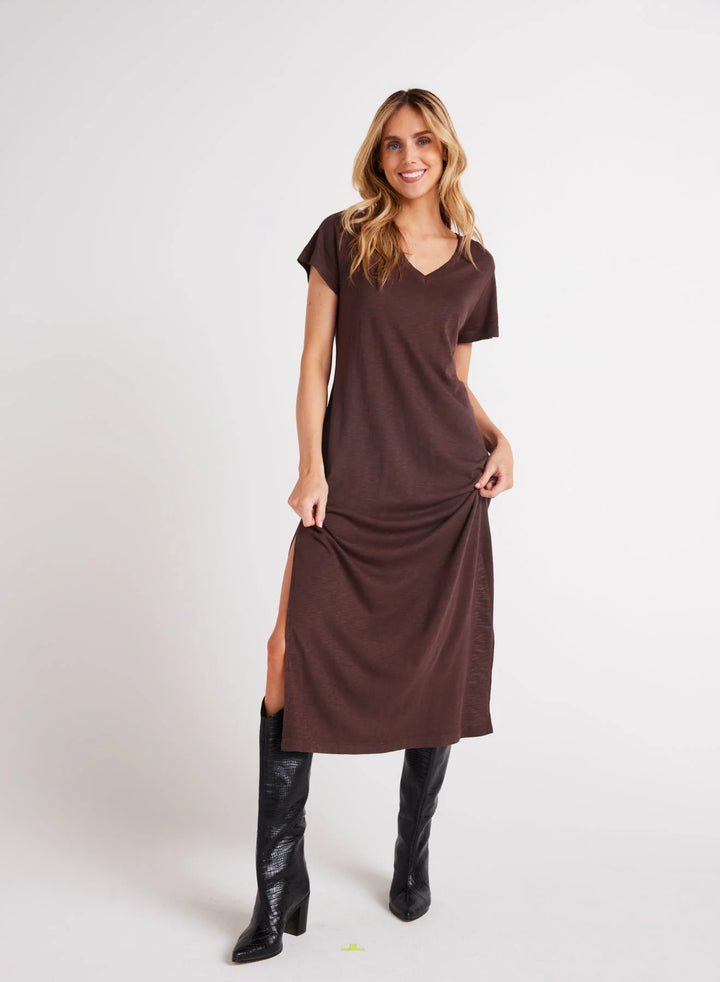 KNIT V-NECK MAXI DRESS