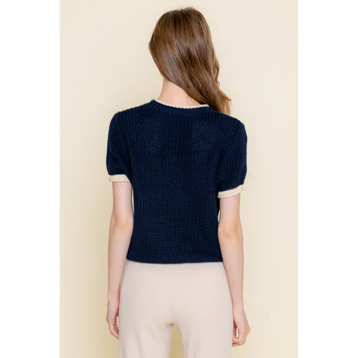 CONTRAST TRIM SWEATER